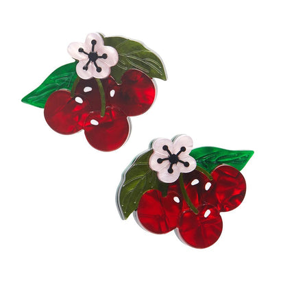 Blossoming Cherries Hair Clips Set - 2 Piece  -  Erstwilder  -  Quirky Resin and Enamel Accessories