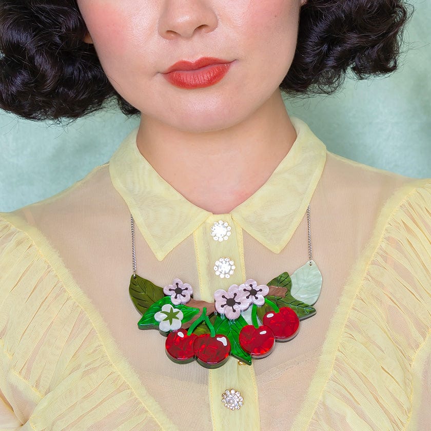 Blossoming Cherries Statement Necklace  -  Erstwilder  -  Quirky Resin and Enamel Accessories