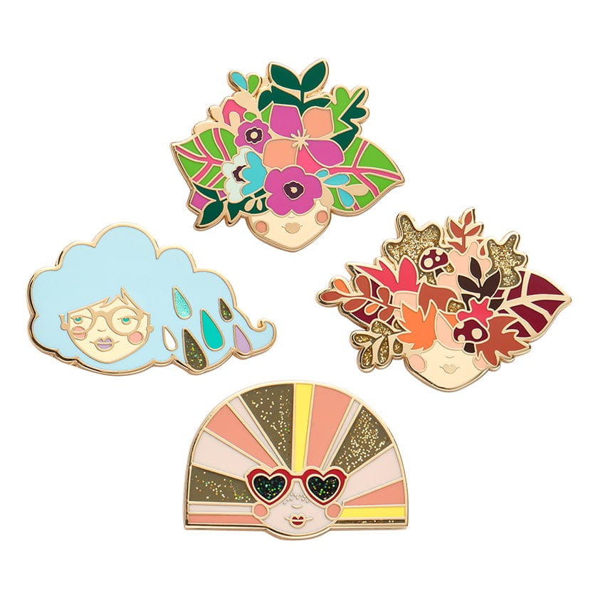 Laura Blythman Enamel Pin Pack - 4 Piece  -  Erstwilder  -  Quirky Resin and Enamel Accessories