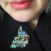 Le Peacock Royal Stone Set Crystal Brooch  -  Erstwilder  -  Quirky Resin and Enamel Accessories