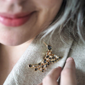 Halcyon Hummingbird Stone Set Crystal Brooch  -  Erstwilder  -  Quirky Resin and Enamel Accessories
