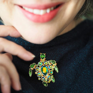 Michelle Stone Set Crystal Brooch  -  Erstwilder  -  Quirky Resin and Enamel Accessories