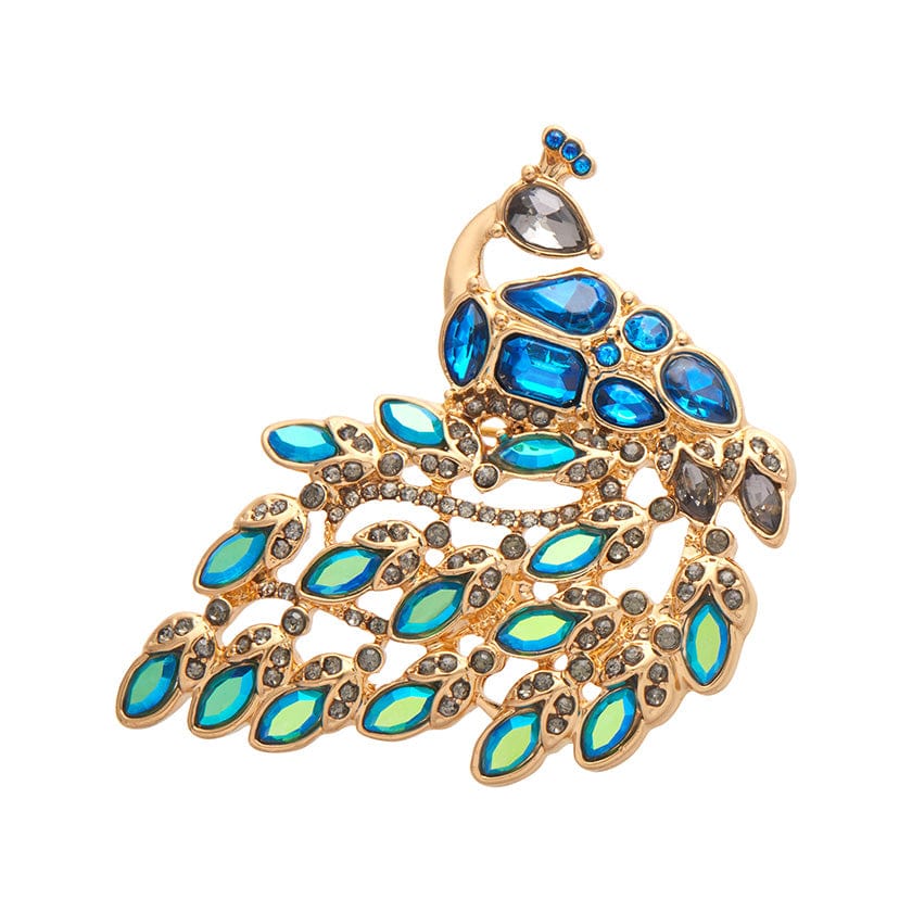 Le Peacock Royal Stone Set Crystal Brooch  -  Erstwilder  -  Quirky Resin and Enamel Accessories