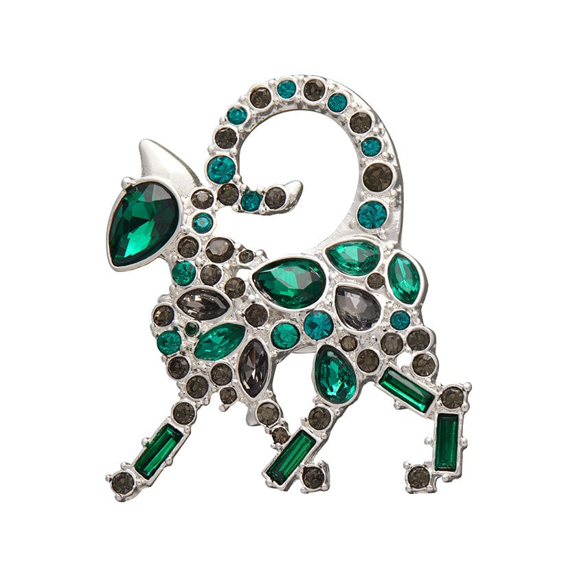 On the Prowl Cat Stone Set Crystal Brooch  -  Erstwilder  -  Quirky Resin and Enamel Accessories