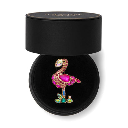 Flamboyant Flamingo Funk Stone Set Crystal Brooch  -  Erstwilder  -  Quirky Resin and Enamel Accessories