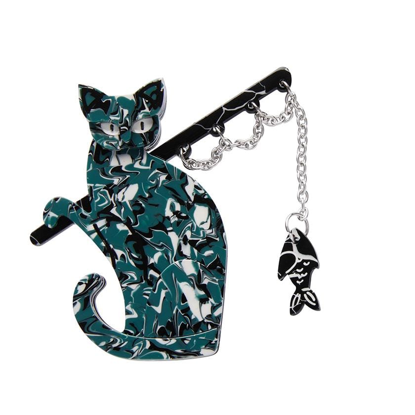 Erstwilder The Famous Fishing Cat Brooch BH3820-3001