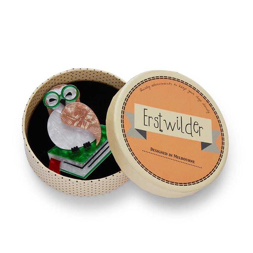 Erstwilder Studious Snow Owl Brooch BH5911-4090