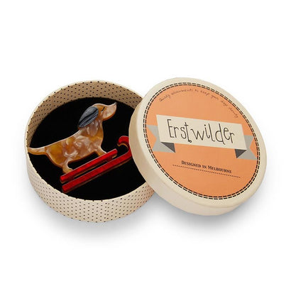 Erstwilder Little Red the Puppy Sled Brooch BH6944-9010
