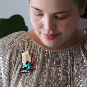 Erstwilder A Champagne Christmas Brooch BH7425-6700