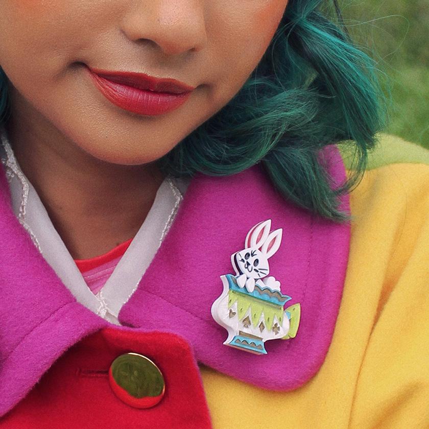 Rascal Rabit Pin Follow the White Rabbit Brooch – Erstwilder