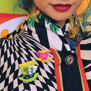 Erstwilder Mad Hatter's Tea Party Double Brooch BH7553-4000