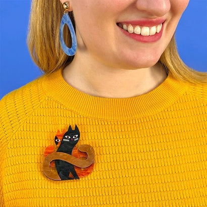 Hide and Seek Cats Brooch  -  Erstwilder  -  Quirky Resin and Enamel Accessories