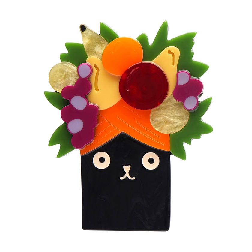 Catmen Miranda Brooch  -  Erstwilder  -  Quirky Resin and Enamel Accessories