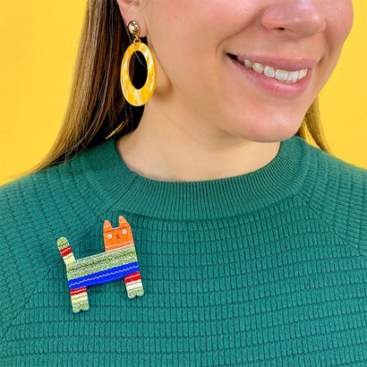 Piñata Cat Brooch  -  Erstwilder  -  Quirky Resin and Enamel Accessories