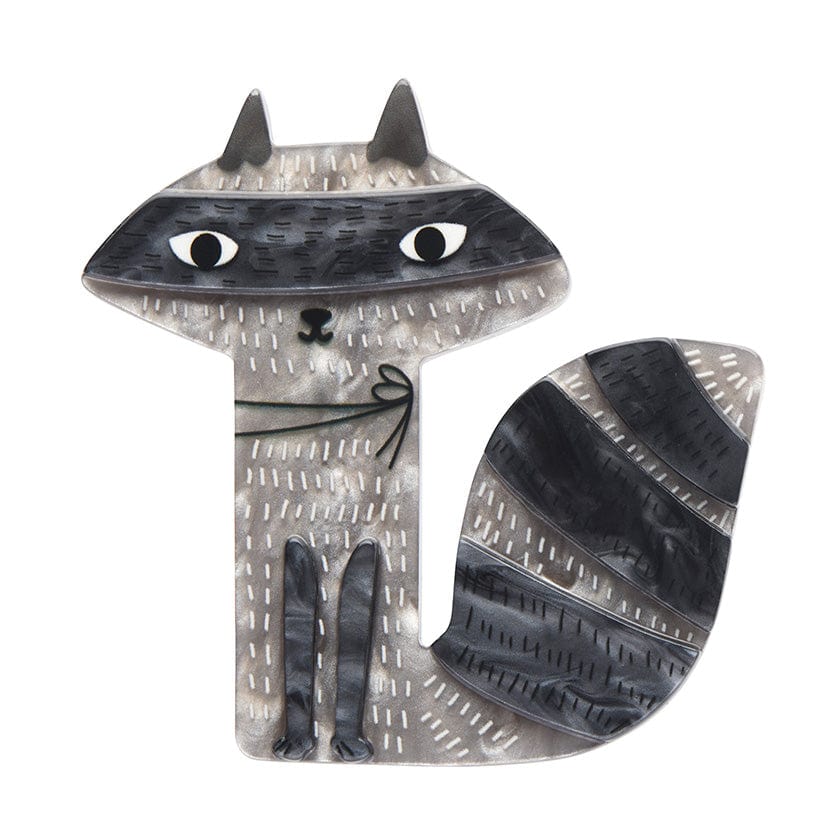 Sunday Raccoon Brooch  -  Erstwilder  -  Quirky Resin and Enamel Accessories