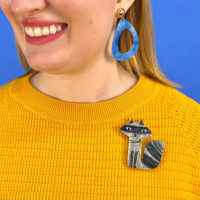 Sunday Raccoon Brooch  -  Erstwilder  -  Quirky Resin and Enamel Accessories