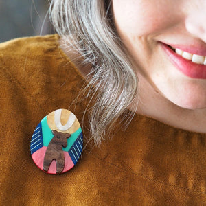 Deer of Prosperity Brooch  -  Erstwilder  -  Quirky Resin and Enamel Accessories