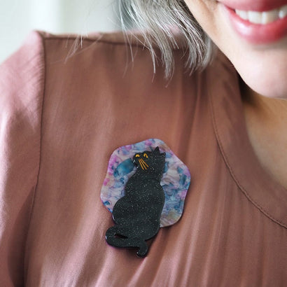 Le Chat Miaule Brooch  -  Erstwilder  -  Quirky Resin and Enamel Accessories