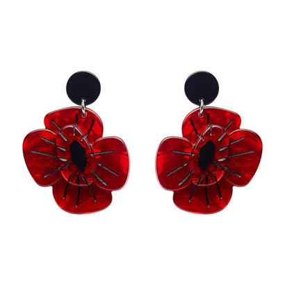 Erstwilder Remembrance Poppy Drop Earrings AF1EG01