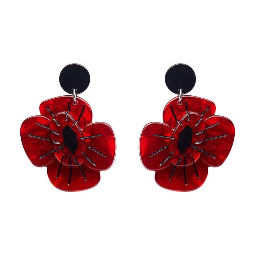 Erstwilder Remembrance Poppy Drop Earrings AF1EG01