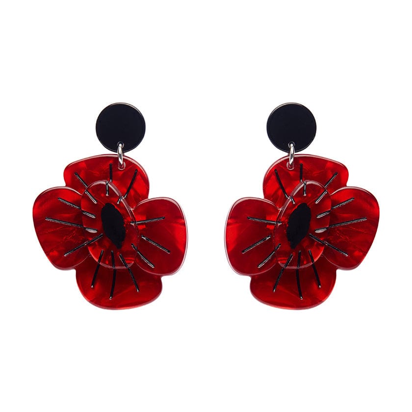 Erstwilder Remembrance Poppy Drop Earrings AF1EG01