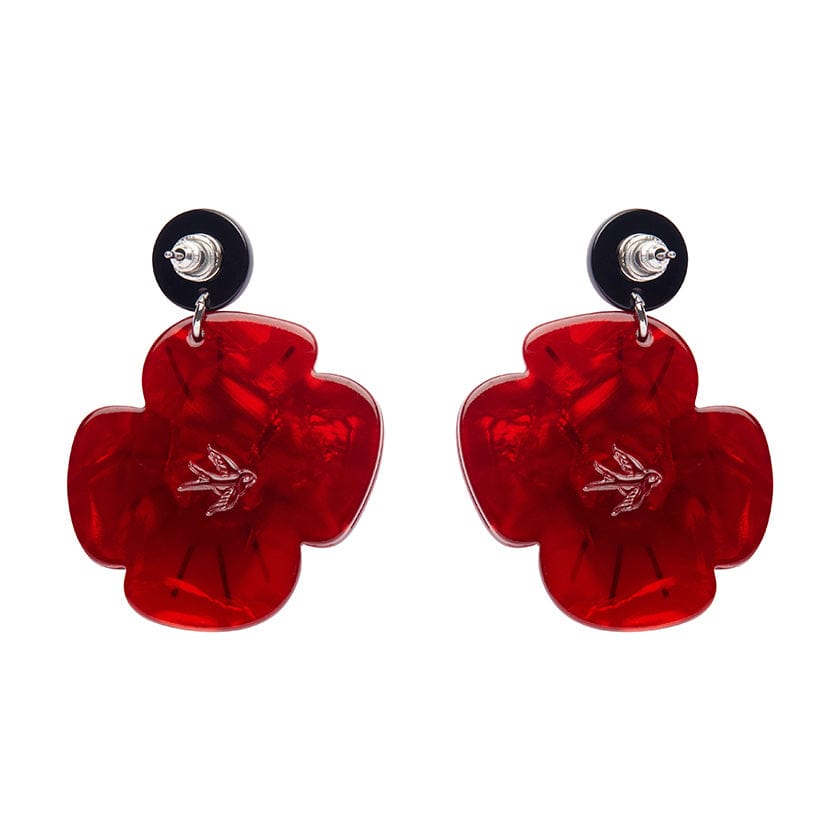 Remembrance Poppy Drop Earrings Erstwilder