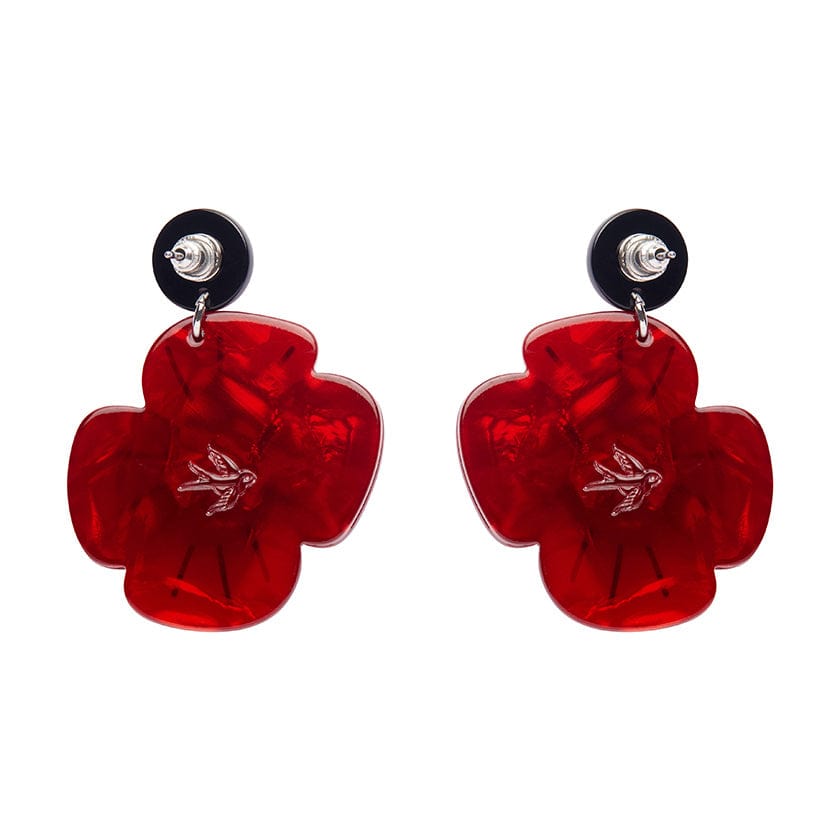 Erstwilder Remembrance Poppy Drop Earrings AF1EG01