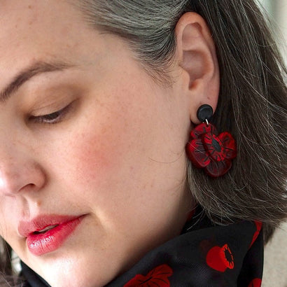 Erstwilder Remembrance Poppy Drop Earrings AF1EG01