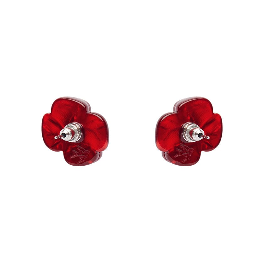 Red poppy stud earrings sale