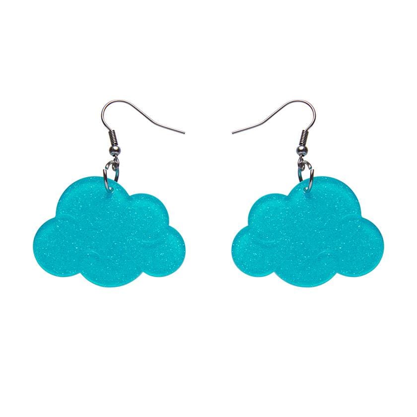 Erstwilder Essentials Solid Cloud Glitter Resin Drop Earrings - Blue EE1025-SG3000