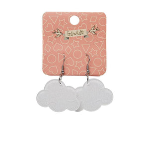 Erstwilder Essentials Solid Cloud Glitter Resin Drop Earrings - White EE1025-SG8000