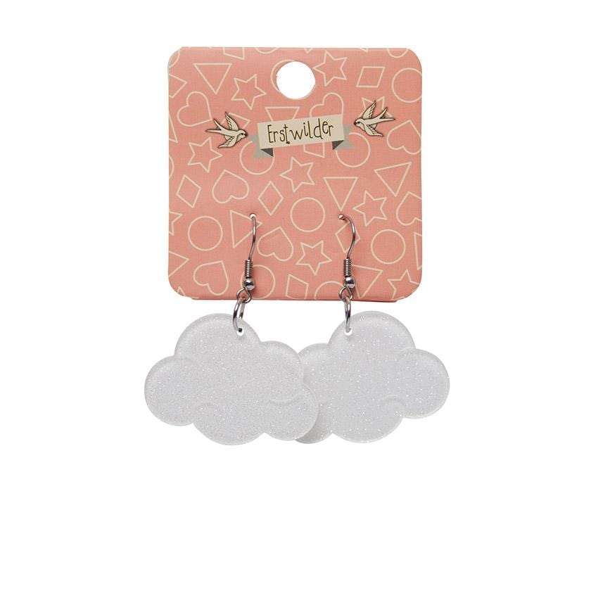 Erstwilder Essentials Solid Cloud Glitter Resin Drop Earrings - White EE1025-SG8000
