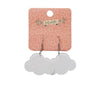 Solid Cloud Glitter Resin Drop Earrings - White