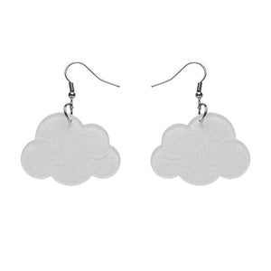 Erstwilder Essentials Solid Cloud Glitter Resin Drop Earrings - White EE1025-SG8000