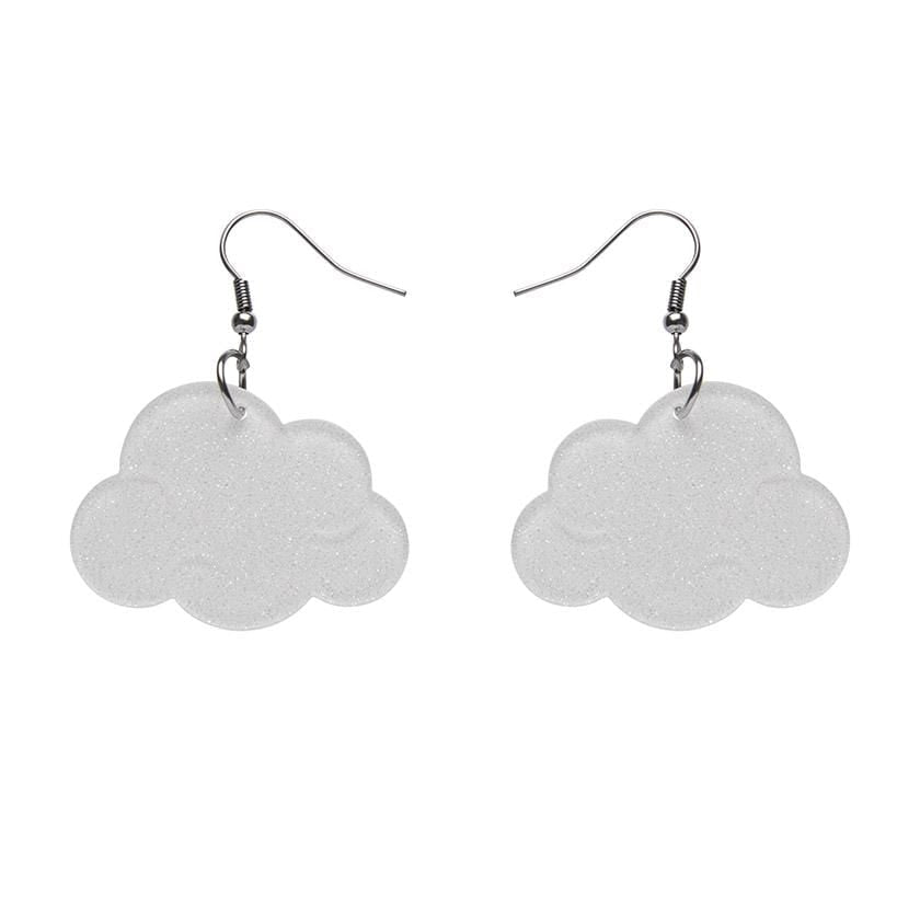 Erstwilder Essentials Solid Cloud Glitter Resin Drop Earrings - White EE1025-SG8000