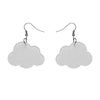 Solid Cloud Glitter Resin Drop Earrings - White
