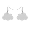 Solid Cloud Glitter Resin Drop Earrings - White