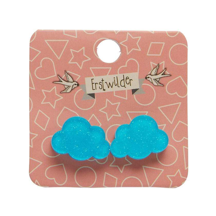 Erstwilder Essentials Cloud Glitter Resin Stud Earrings - Blue EE0008-SG3000