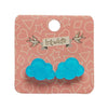 Cloud Glitter Resin Stud Earrings - Blue
