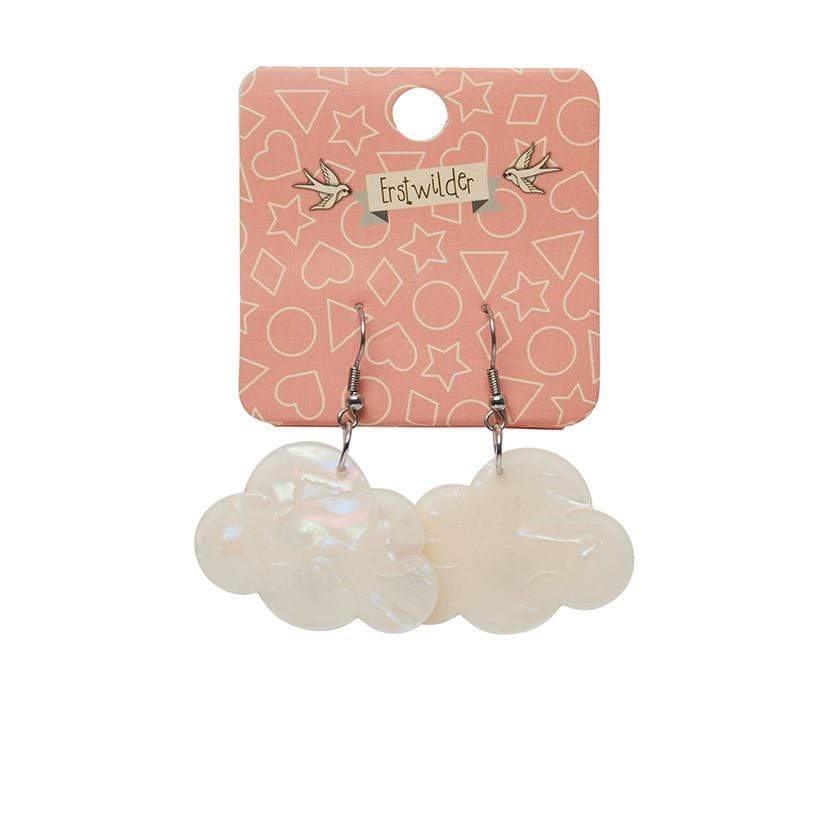 Erstwilder Essentials Solid Cloud Solid Glitter Resin Drop Earrings -White EE1025-G8000