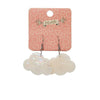 Solid Cloud Solid Glitter Resin Drop Earrings -White