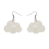 Solid Cloud Solid Glitter Resin Drop Earrings -White