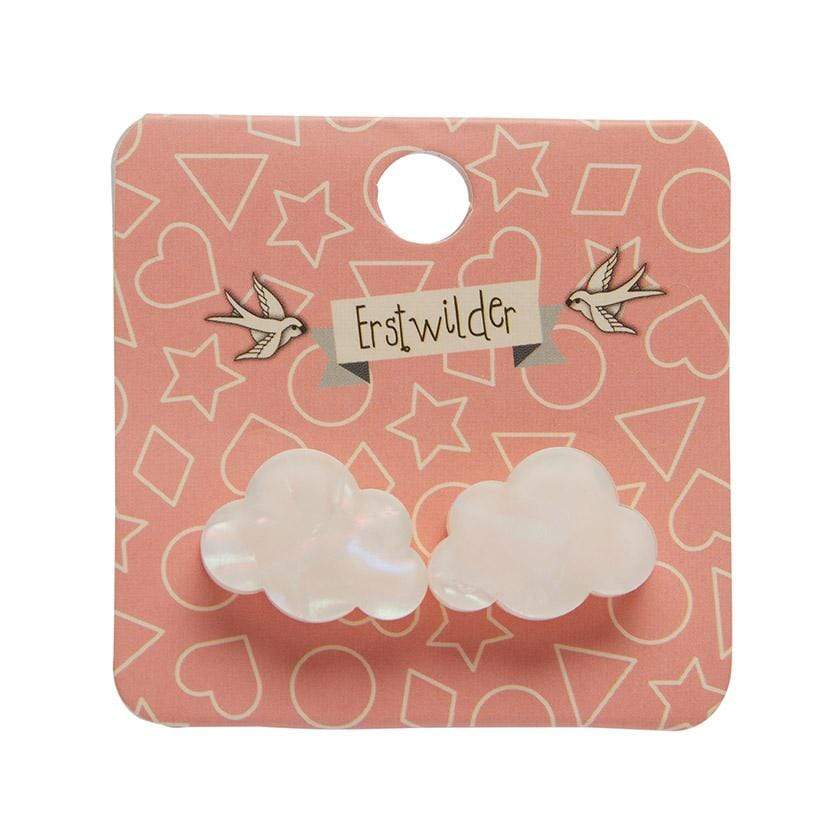 Erstwilder Essentials Cloud Solid Glitter Resin Stud Earrings -White EE0008-G8000