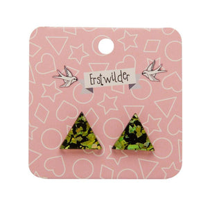 Erstwilder Essentials Triangle Chunky Glitter Resin Stud Earrings - Lime EE0001-CG4200