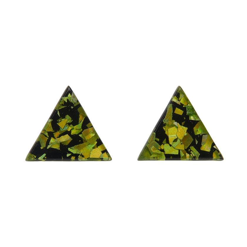 Erstwilder Essentials Triangle Chunky Glitter Resin Stud Earrings - Lime EE0001-CG4200