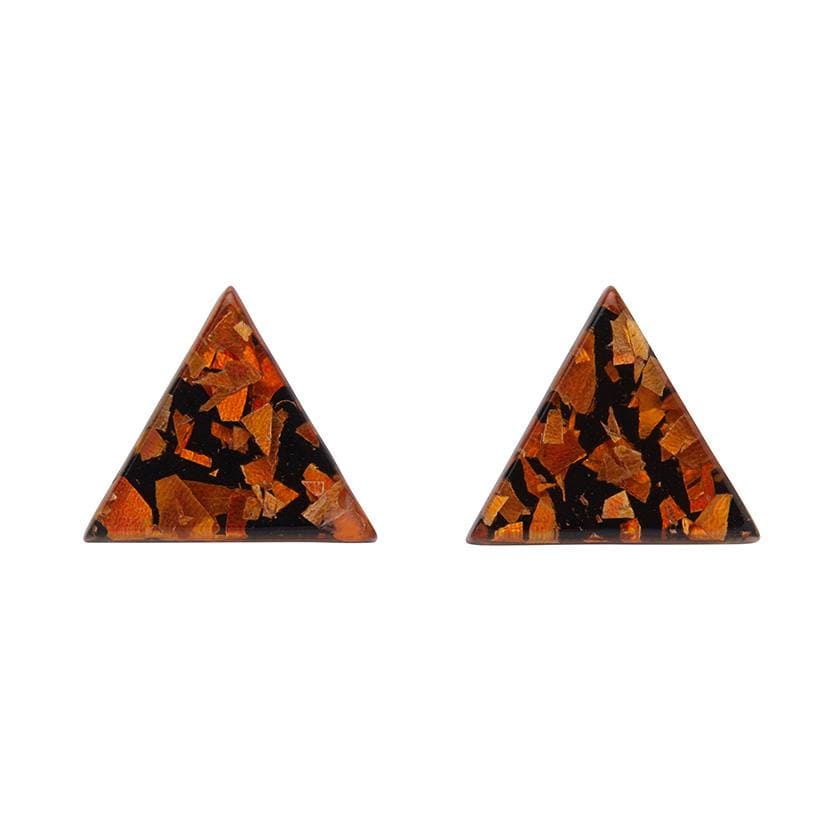 Erstwilder Essentials Triangle Chunky Glitter Resin Stud Earrings - Orange EE0001-CG6100