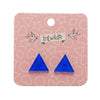 Triangle Glitter Resin Stud Earrings - Dark Blue