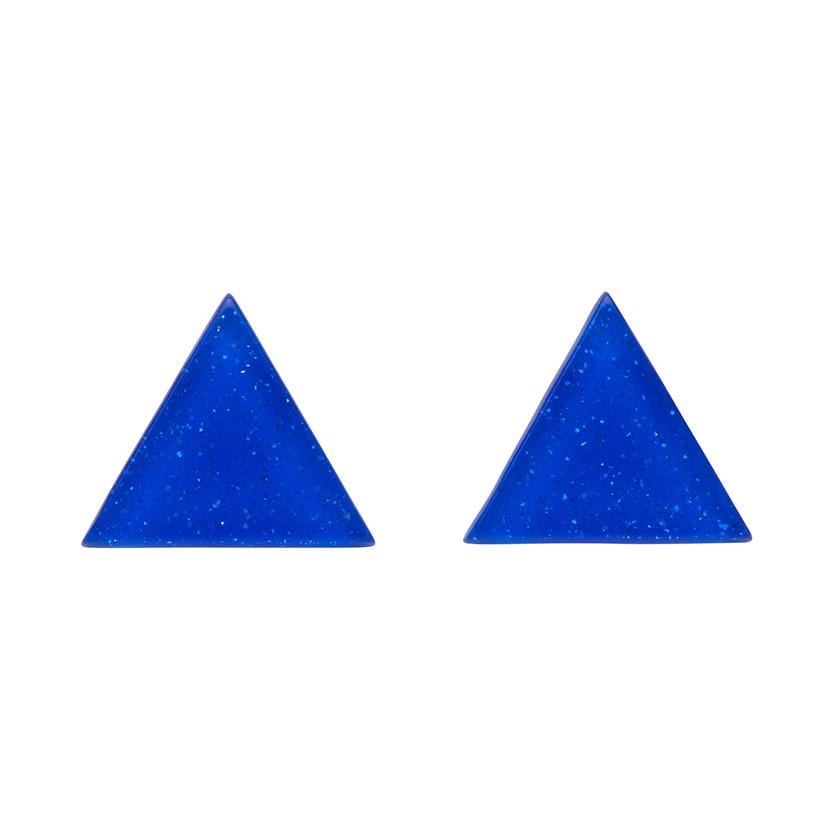 Erstwilder Essentials Triangle Glitter Resin Stud Earrings - Dark Blue EE0001-SG3100