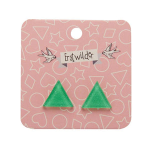 Erstwilder Essentials Triangle Glitter Resin Stud Earrings - Green EE0001-SG4000