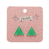 Triangle Glitter Resin Stud Earrings - Green